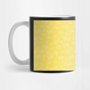 White Butterflies on Yellow background Mug